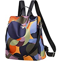  - ISIYINER Bolsos Mochila para Mujer Impermeable Moda Impresión Casuals Anti-Robo de Nylon Bandolera para Chica Adolescente Colegio Viajar Trabajo